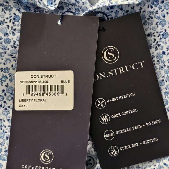 2/$30 Con.Struct Blue Liberty Floral Slim Fit Stretch Shirt 3XL - Picture 6 of 7